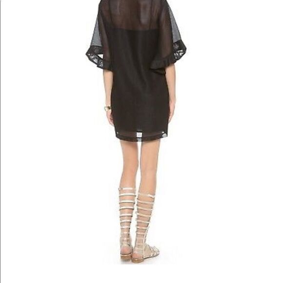 BCBGMaxAzria Short Sleeve Ruffle Sleeve Mini Dress Black XS - Picture 7 of 9